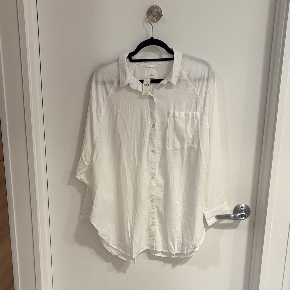White Button-Up Shirt & matching shorts